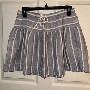 XiRENA women’s cotton Gray striped skirt with pockets M summer vacation nautical